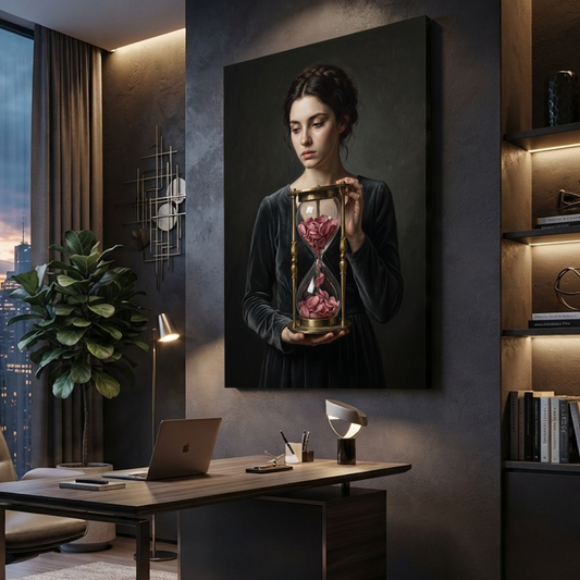 The Hourglass Of Roses – Soft Surreal Conceptual Canvas Art
