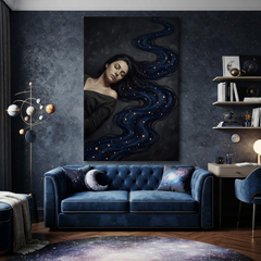 Dreaming In Starlit Hair – Soft Surreal Conceptual Canvas Art