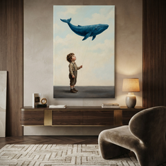 The Whale On A String – Soft Surreal Conceptual Canvas Art