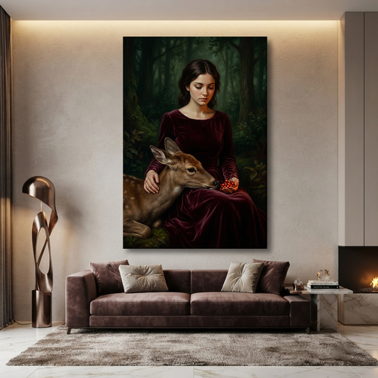 The Forest Guardian's Gift – Soft Surreal Conceptual Canvas Art