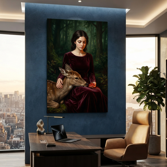 The Forest Guardian's Gift – Soft Surreal Conceptual Canvas Art