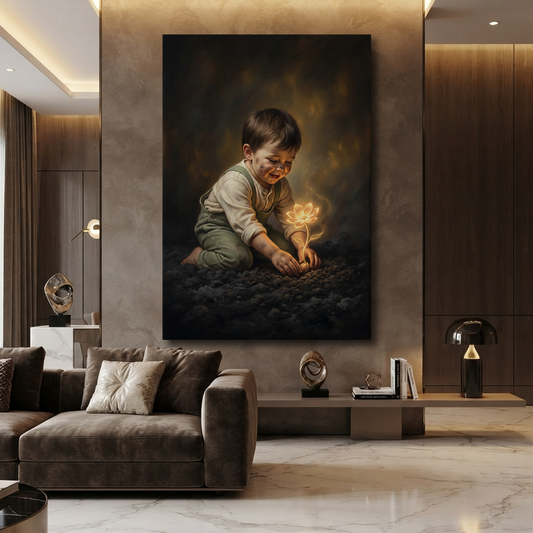Planting The First Light – Soft Surreal Conceptual Canvas Art