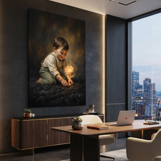Planting The First Light – Soft Surreal Conceptual Canvas Art