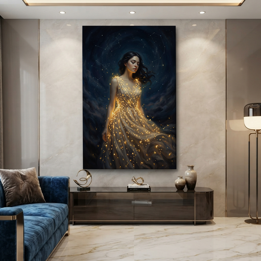 The Gown Of Constellations – Soft Surreal Conceptual Canvas Art