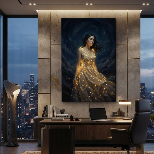 The Gown Of Constellations – Soft Surreal Conceptual Canvas Art