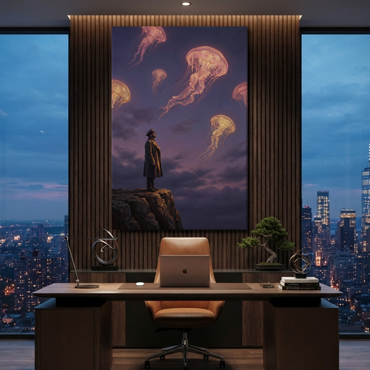 The Sky Jellyfish Dream – Soft Surreal Conceptual Canvas Art