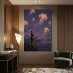 The Sky Jellyfish Dream – Soft Surreal Conceptual Canvas Art