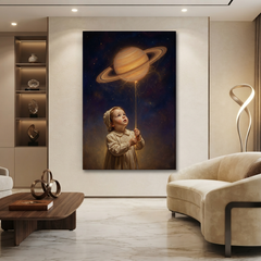 Saturn On A String – Soft Surreal Conceptual Canvas Art