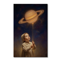 Saturn On A String – Soft Surreal Conceptual Canvas Art