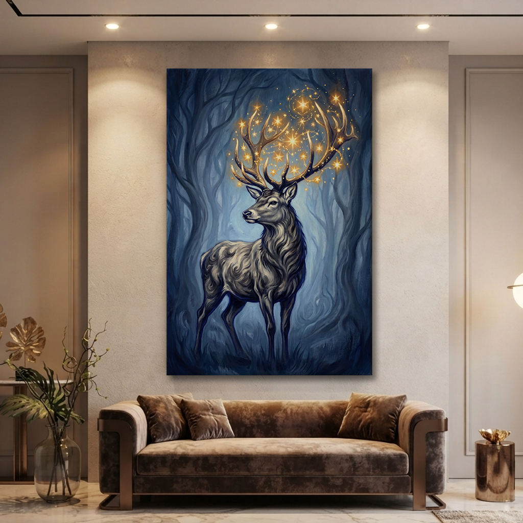 The Stag Of Starlight – Soft Surreal Conceptual Canvas Art