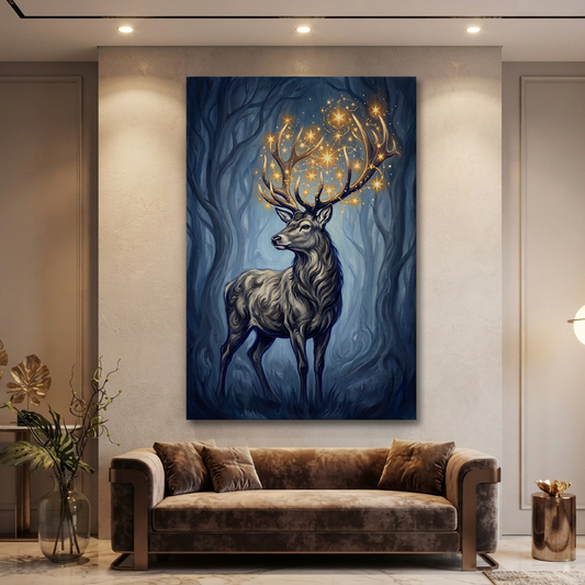 The Stag Of Starlight – Soft Surreal Conceptual Canvas Art