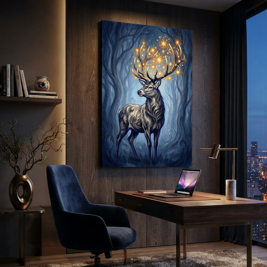 The Stag Of Starlight – Soft Surreal Conceptual Canvas Art