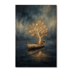 The Boat Of Golden Life – Soft Surreal Conceptual Canvas Art