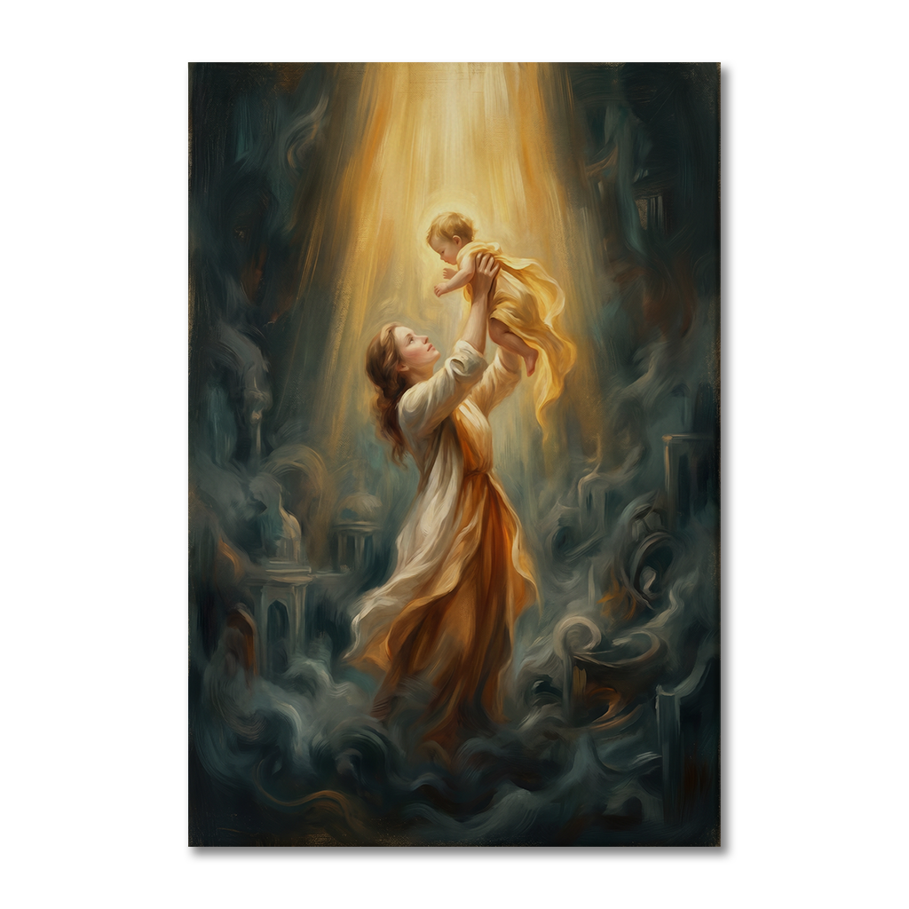 Lifted Into The Light – Soft Surreal Conceptual Canvas Art, zoom in to see the canvas