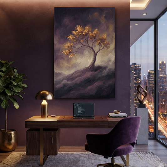 The Golden Tree Ascending – Soft Surreal Conceptual Canvas Art