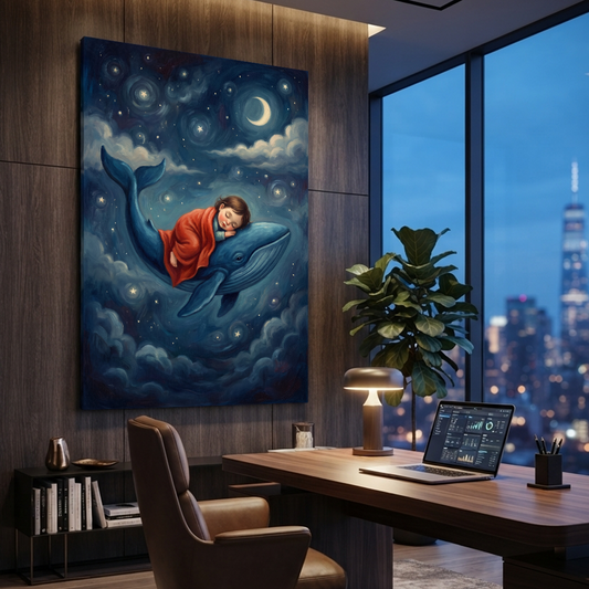 Dreaming Upon The Whale – Soft Surreal Conceptual Canvas Art