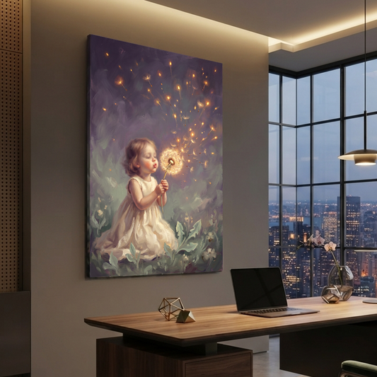 Wishes On Golden Wings – Soft Surreal Conceptual Canvas Art