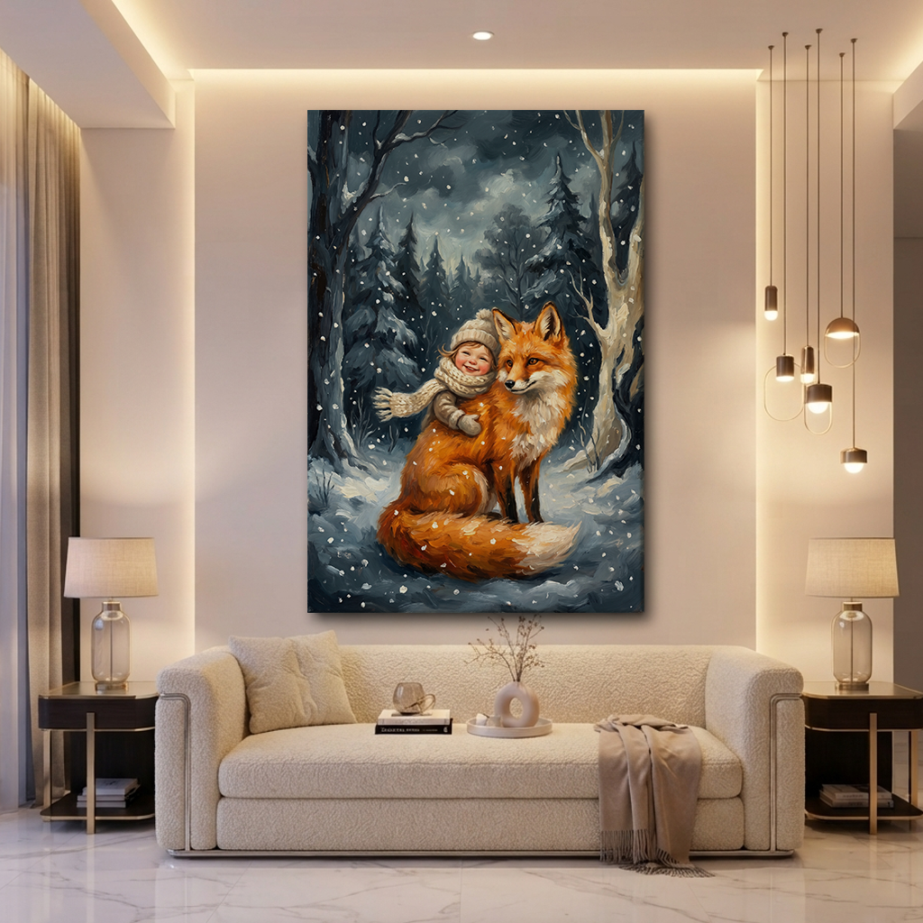 Winter's Warmest Hug – Soft Surreal Conceptual Canvas Art