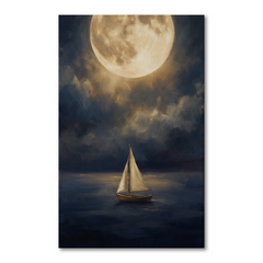 Sailing The Silver Moonlight – Soft Surreal Conceptual Canvas Art