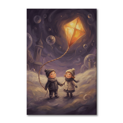 Chasing The Lantern Kite – Soft Surreal Conceptual Canvas Art