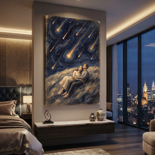 Under Falling Golden Stars – Soft Surreal Conceptual Canvas Art