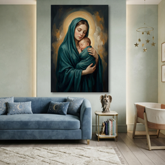 A Mother's Sacred Embrace – Soft Surreal Conceptual Canvas Art