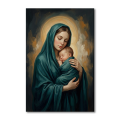 A Mother's Sacred Embrace – Soft Surreal Conceptual Canvas Art