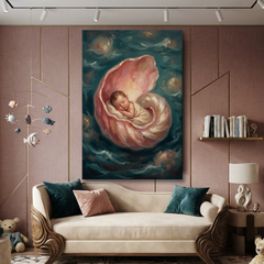 Cradled In The Pearl Shell – Soft Surreal Conceptual Canvas Art