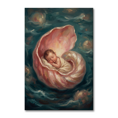 Cradled In The Pearl Shell – Soft Surreal Conceptual Canvas Art