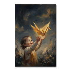 Releasing The Golden Crane – Soft Surreal Conceptual Canvas Art