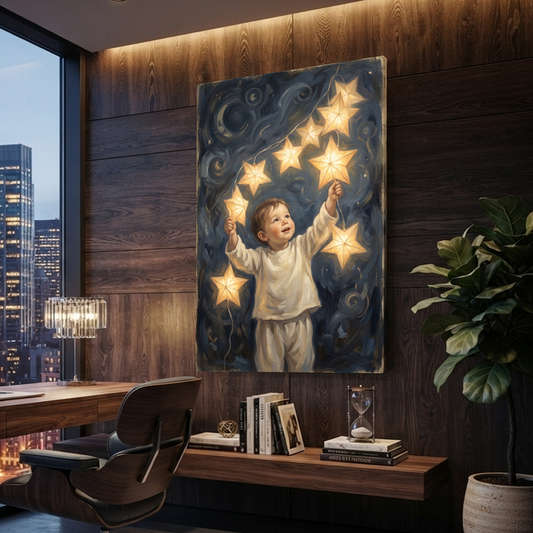 Catching A String Of Stars – Soft Surreal Conceptual Canvas Art