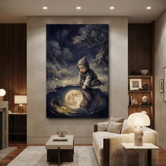 Touching The Fallen Moon – Soft Surreal Conceptual Canvas Art