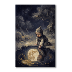 Touching The Fallen Moon – Soft Surreal Conceptual Canvas Art