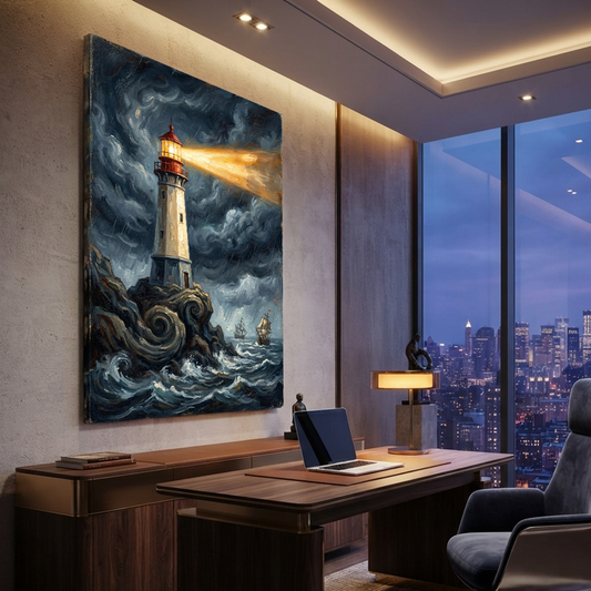 The Storm Keeper's Light – Soft Surreal Conceptual Canvas Art