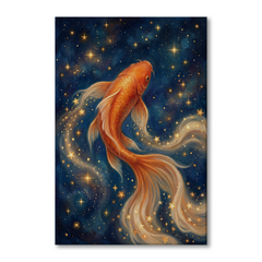 The Celestial Goldfish Dance – Soft Surreal Conceptual Canvas Art