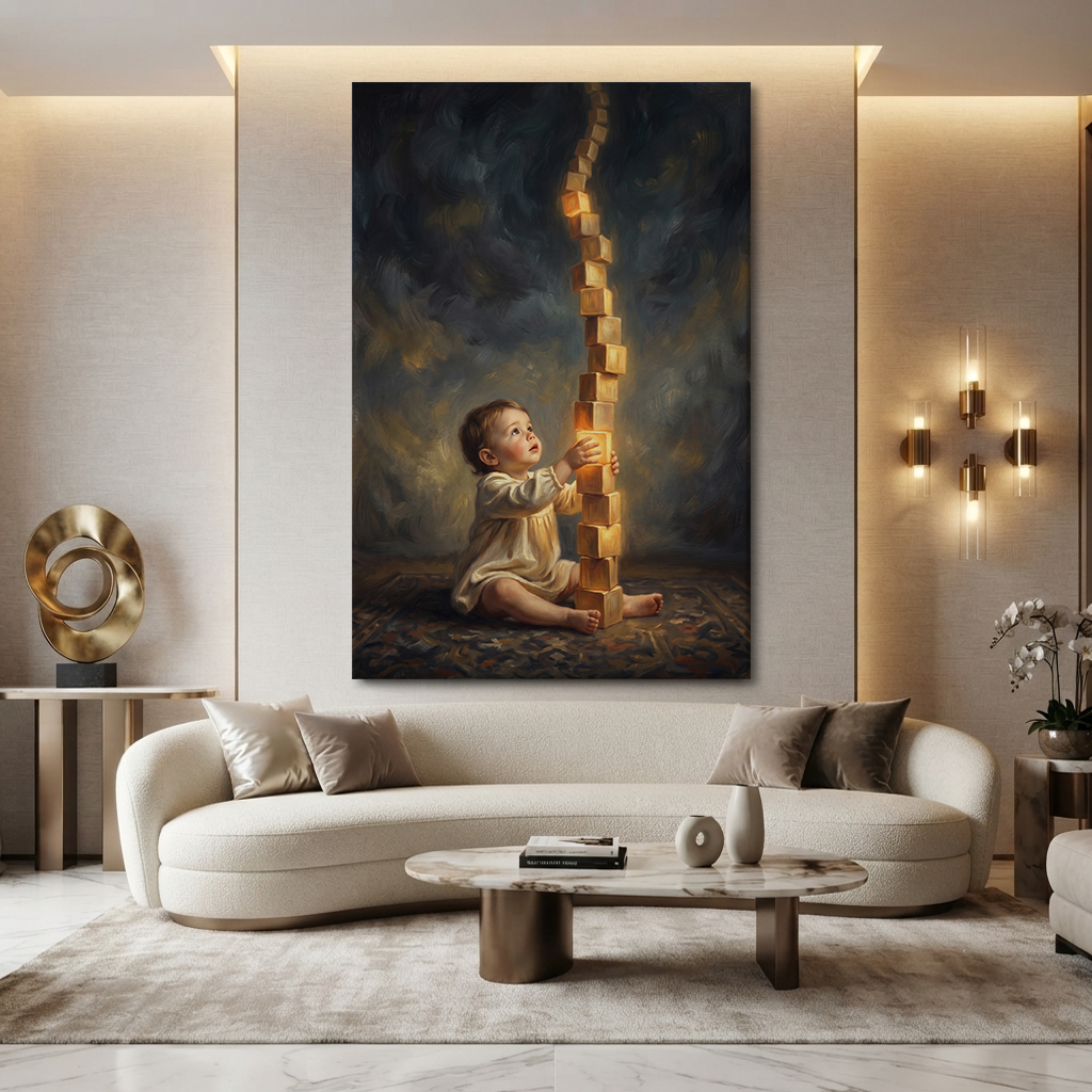 Building Towers Of Light – Soft Surreal Conceptual Canvas Art