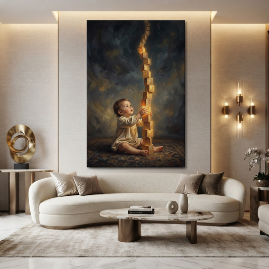 Building Towers Of Light – Soft Surreal Conceptual Canvas Art
