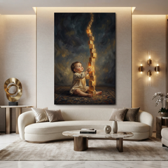 Building Towers Of Light – Soft Surreal Conceptual Canvas Art