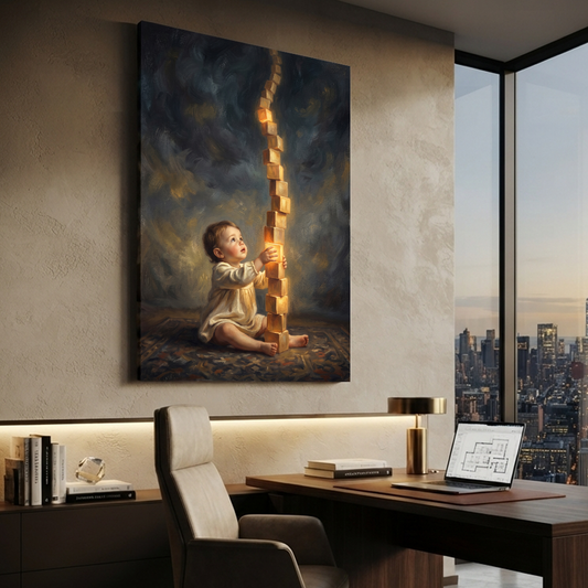 Building Towers Of Light – Soft Surreal Conceptual Canvas Art