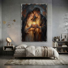 The Shared Lantern Glow – Soft Surreal Conceptual Canvas Art