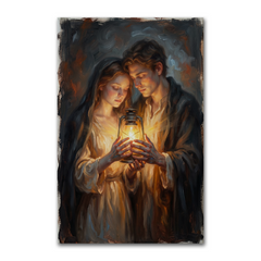 The Shared Lantern Glow – Soft Surreal Conceptual Canvas Art