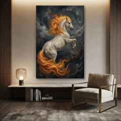 The Firemane Stallion Rises – Soft Surreal Conceptual Canvas Art