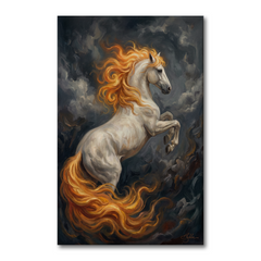 The Firemane Stallion Rises – Soft Surreal Conceptual Canvas Art