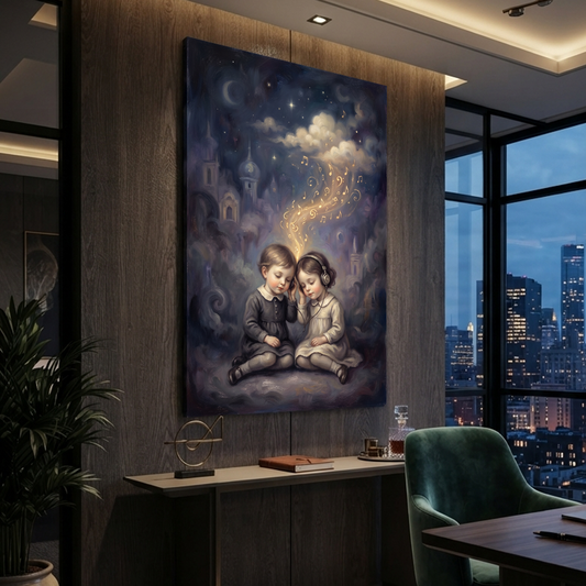 The Shared Song Dream – Soft Surreal Conceptual Canvas Art