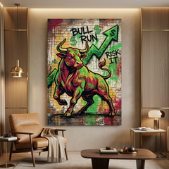 Charge of the Bull Market – Graffiti Hustle Art Canvas Prints