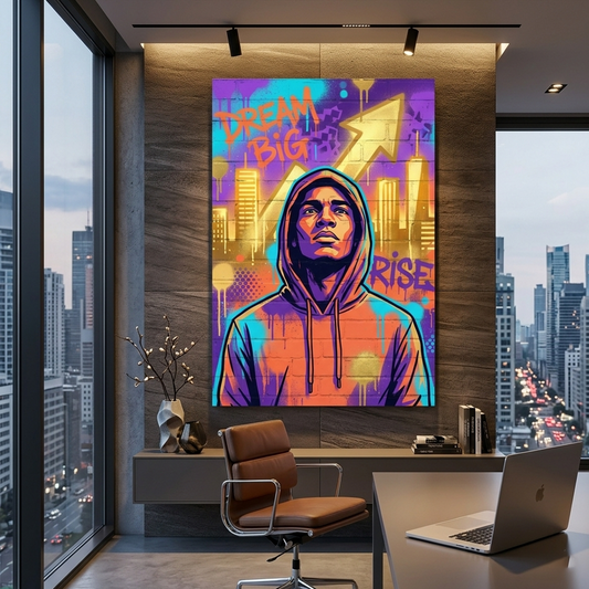 Gilded Skyline Dreamer – Graffiti Hustle Art Canvas Prints