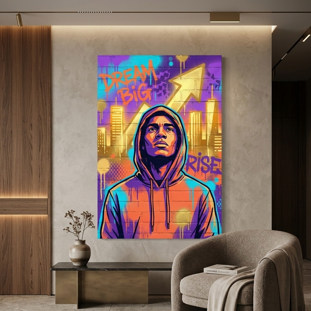 Gilded Skyline Dreamer – Graffiti Hustle Art Canvas Prints