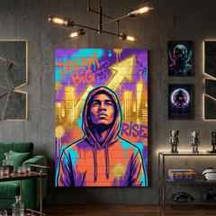 Gilded Skyline Dreamer – Graffiti Hustle Art Canvas Prints