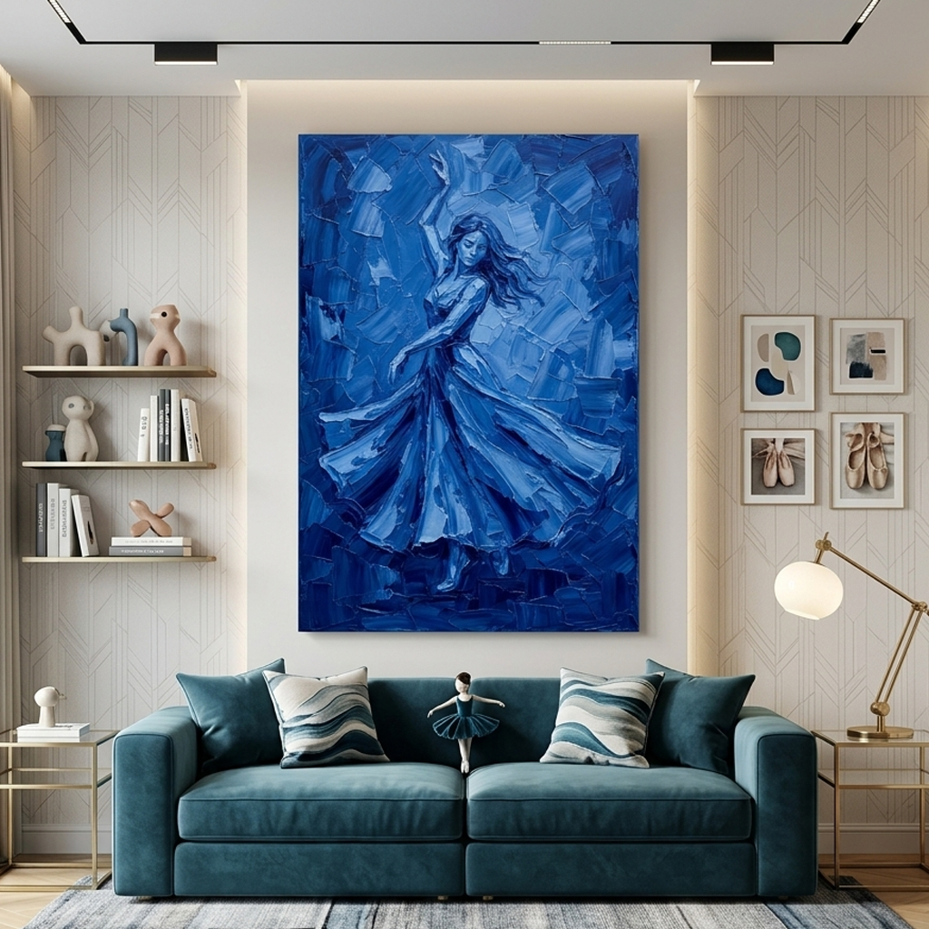 Sapphire Dancer In Motion – Women Figurative Canvas Prints