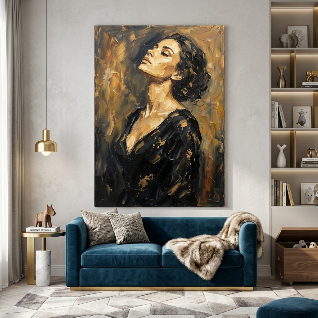 Golden Light Serene Portrait – Women Figurative Canvas Prints